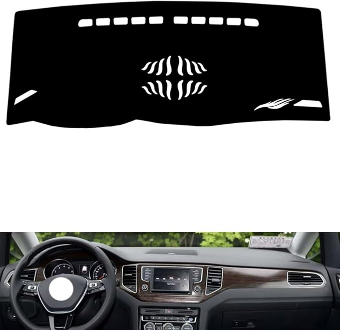 leather dashboard cover Compatible with VW Golf（speakers），dash cover（black）