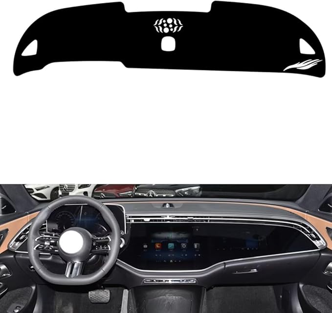 Leather Dashboard Cover Compatible with Mercedes E Class (No HUD,Camera) 2024-2025，Dash Cover（Black）