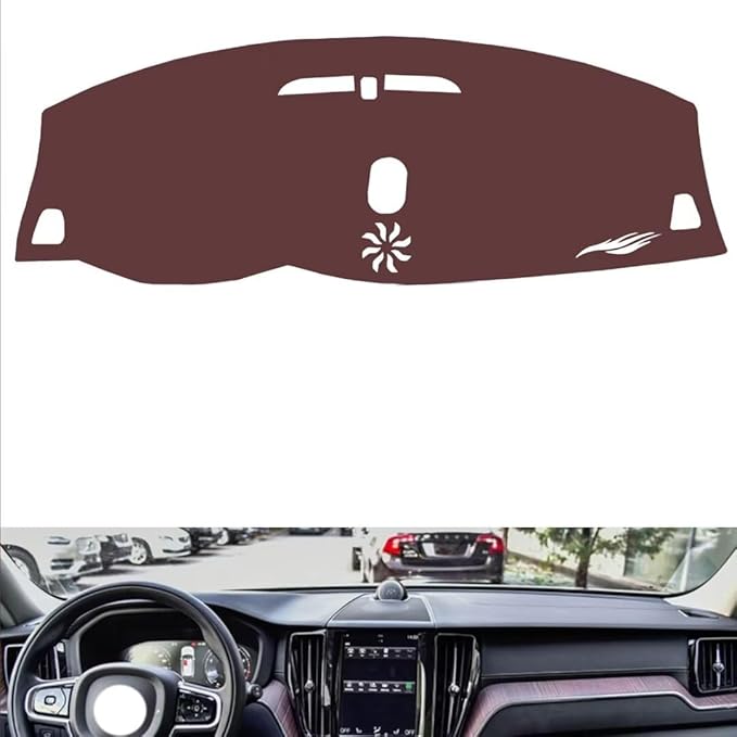 Leather Dashboard Cover Compatible with Volvo XC60（Small Center Speaker） 2018-2023，Dash Cover, Non-Slip Dash Cover, Dash mat Dashboard Cover, Interior Dash Covers