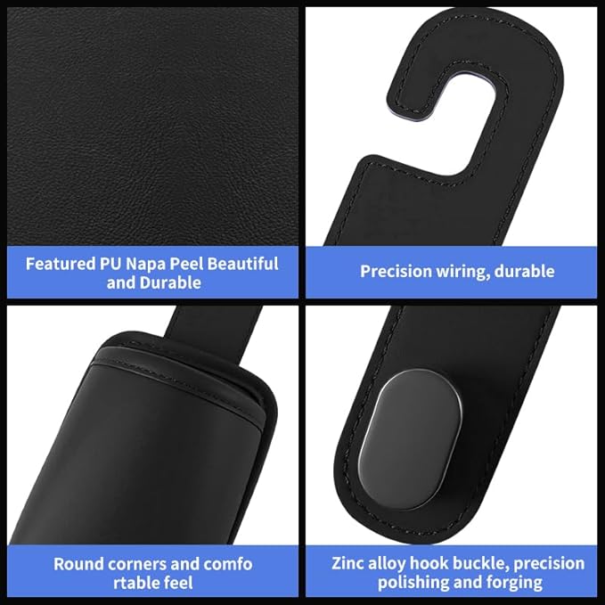 2-Pack Car Seat Back Cup Holder Organizer, Faux Leather Car Cup Holders with Hooks, Universal Backseat Storage for Drinks, Bottles & Travel Accessories (Black-2)