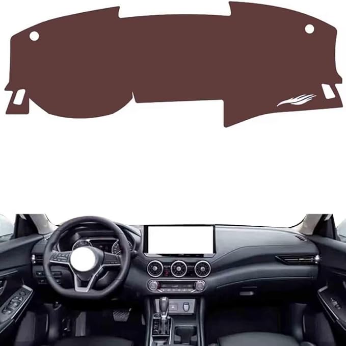 Leather Dashboard Cover Compatible with Nissan sylphy 2023,Dash Board Cover mat Anti-Slip Sun-Proof and dust-Proof(Brown)
