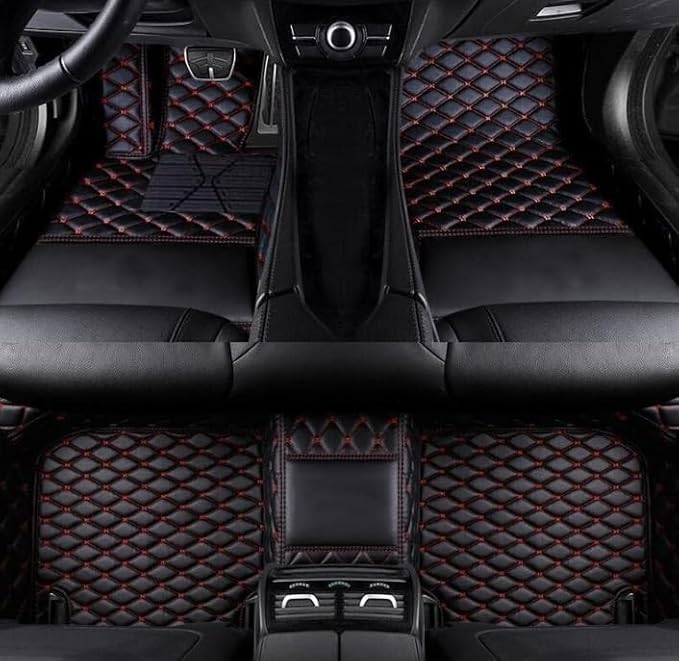 SARAHS Customized car Floor mats -Suitable for 99% of Cars, SUVs, and Trucks - car Pads to Protect Vehicle Interior Floor Accessories (Black red)