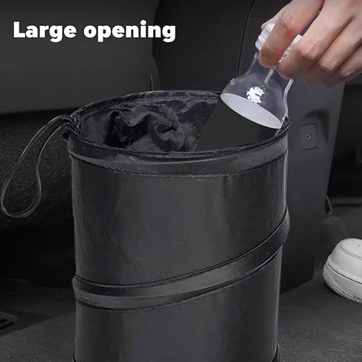 2pcs Collapsible Pop-up Car Trash Can with Elastic Band Hanging Multipurpose Trash Bin for Car/Home (Black)