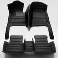Custom Making Car Floor Mats Protection Pads for 99% Sedan/Coupe/Hatchback/SUV/Pickup Men Women Car Floor Mats Coverage Pads Anti-Slip Leather Floor Lining (Black+Black Stripe)