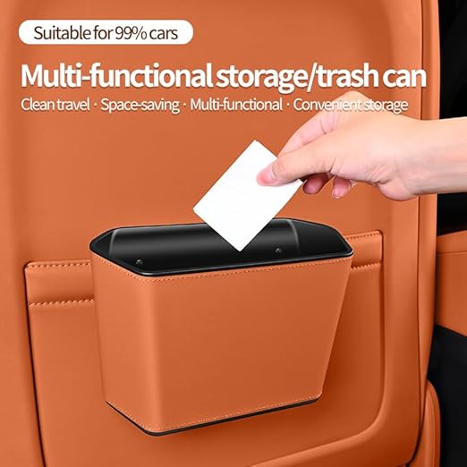 Car Trash Can Storage Pockets - 100% Leak-Proof Organizer,Car Seat Back and Door Hanging Storage,Two Levels Above and Below (beige1)