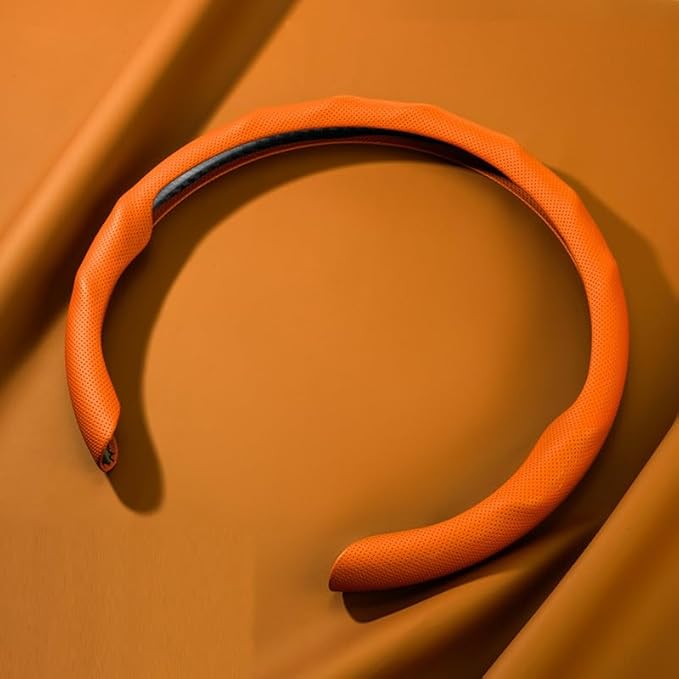 Universal Steering Wheel Cover, D-Type O-Type Design, All Season Car Accessory (Orange)