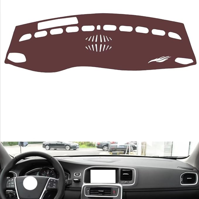 Leather Dashboard Cover Compatible with Volvo S60L（Warning Light），Dash Cover, Non-Slip Dash Cover, Dash mat Dashboard Cover, Interior Dash Covers