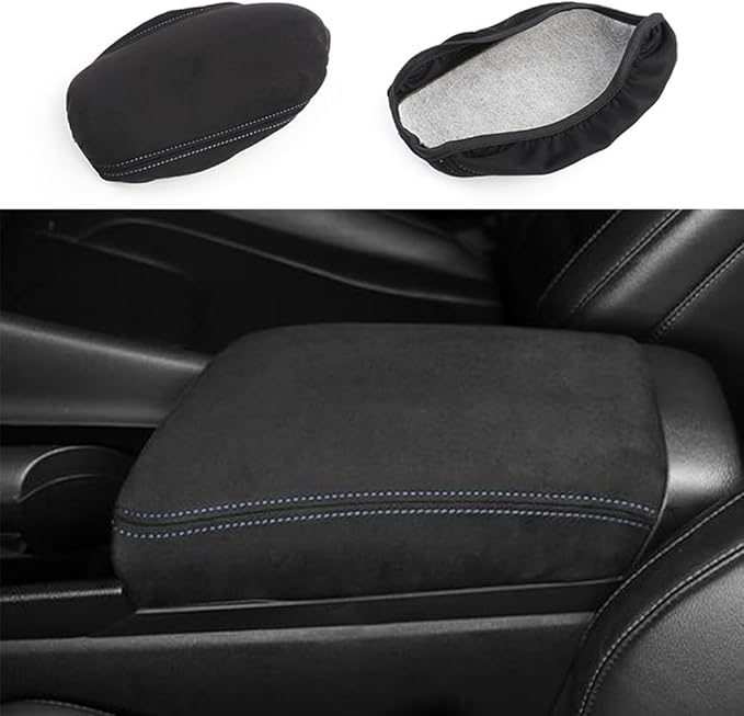 1 Piece Car Armrest Cushion Pad Memory Foam Center Console Armrest Cover Cushion Compatible with Hyundai Elantra 2021-2024 Accessories(Blue Line Stitches)