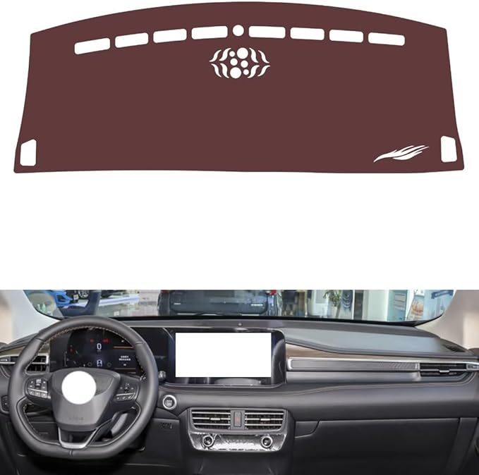Leather Dashboard Cover Compatible with Ford Edge Plus（Full Coverage） 2021-2022,Dash Board Cover mat Anti-Slip Sun-Proof and dust-Proof(Brown)