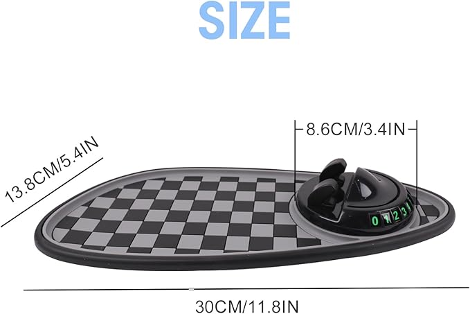Multifunction Car Anti-Slip Mat Exclusive Phone Holder, Rotatable Car Phone Holder Dashboard Pad with Temporary Parking Number, Huge Capacity for Phones, Keys and Sunglasses (Black+Grey)