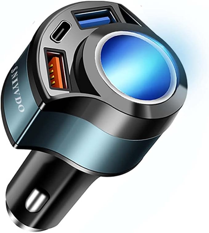 [4IN1&QC3.0] Cigarette Lighter Splitter Adapter, Car USB Charger Adapter Multi Port, 12V-24V Car Adapter Compatible with iPhone 16 Pro Max/15/14/13/12/11/XS/XR/8/7,Samsung S10/20/21/Plus, Dash Cam etc