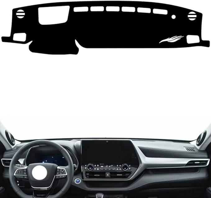 leather dashboard cover Compatible with Toyota Crown Kluger (HUD，dash cover（black）