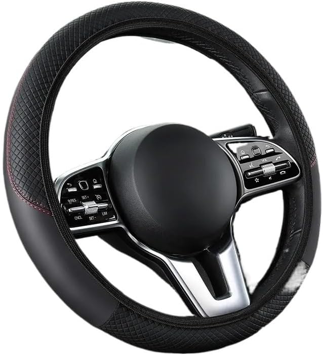 Universal Fit Soft Embossed PU Leather Steering Wheel Cover with Elastic Edge for All-Season Comfort(C)