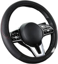 Universal Fit Soft Embossed PU Leather Steering Wheel Cover with Elastic Edge for All-Season Comfort(C)