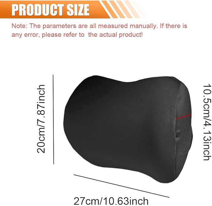 Car Headrest Pillow for Driving - Memory Foam Soft Automotive Neck Support Pillow Cushion with Adjustable Strap - Comfortable Car Seat Headrest Pillow for Neck Pain Pressure Relief (Black)