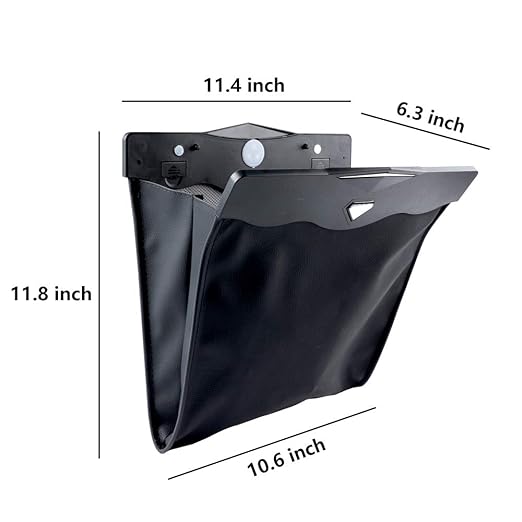 XSUPER Hanging Car Trash Can with Smart LED, Magnetic and Waterproof PU Leather Car Trash Bag, Multipurpose Garbage Can for Back Seat with 15 PCS Disposable Rubbish Bags, Black