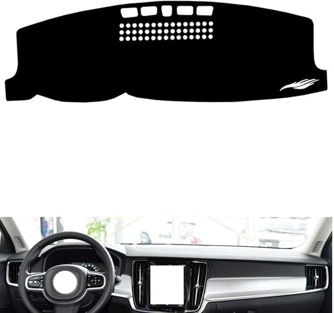 Leather Dashboard Cover Compatible with Volvo S90 2017-2025，Dash Cover（Black）