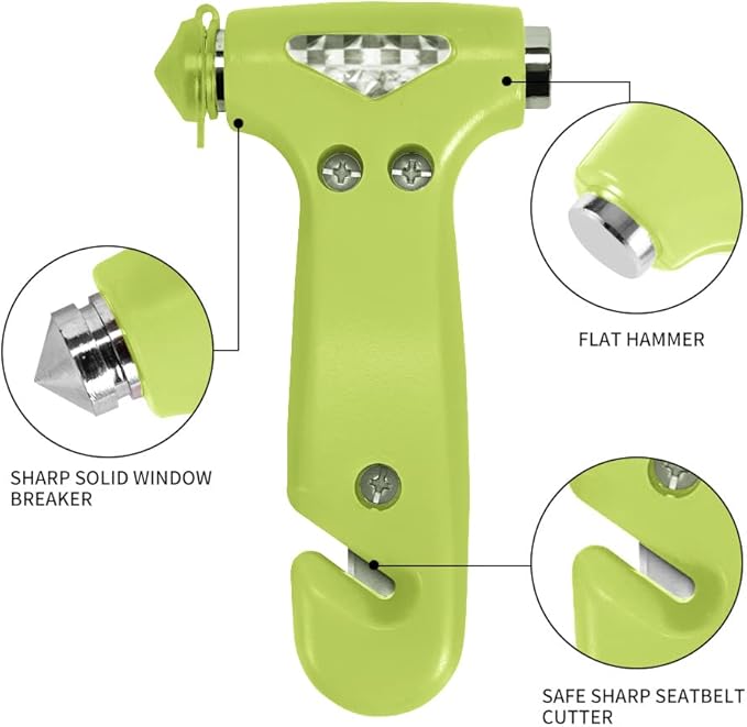 MOTORBUDDY 2-Pack Car Safety Hammer, Auto Emergency Escape Hammer with Window Breaker and Seat Belt Cutter, Emergency Escape Tool for Car Accidents, Glow in The Dark
