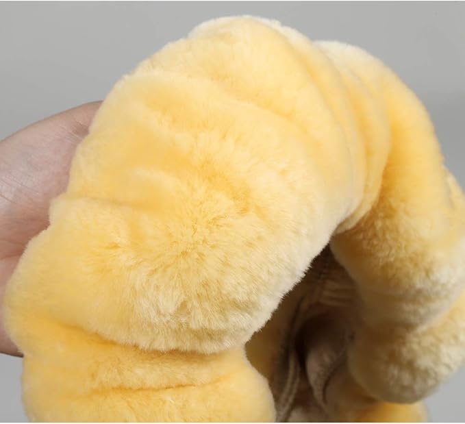 Plush Fuzzy Fluffy Wool Sheepskin Car Steering Wheel Cover for Girls Women Cozy Universal Soft Car Auto 14 1/2-15 1/2inchs (Golden Yellow)