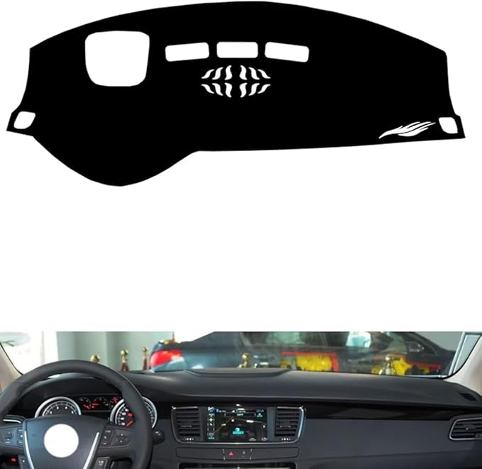 leather dashboard cover Compatible with Peugeot 508（HUD、speaker），dash cover（black）