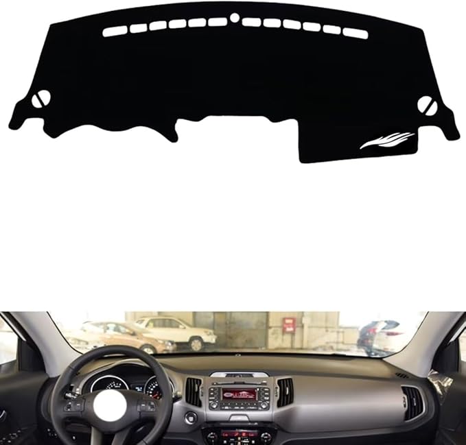 leather dashboard cover Compatible with KIA Sportage（Full coverage） 2011-2016，dash cover（black）