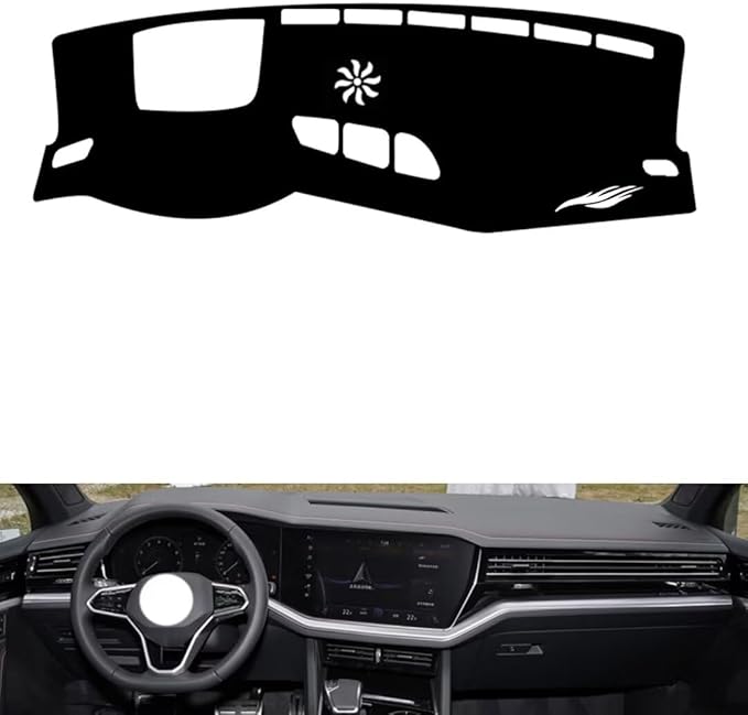 leather dashboard cover Compatible with VW Compatible with TOUAREG (HUD 2019-2023，dash cover（black）