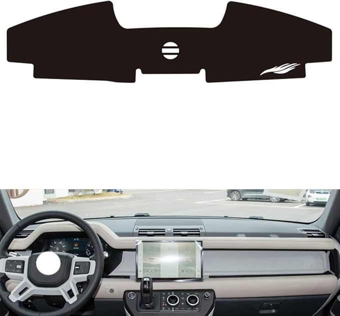 leather dashboard cover Compatible with LR New Defender（No HUD），dash cover（black）