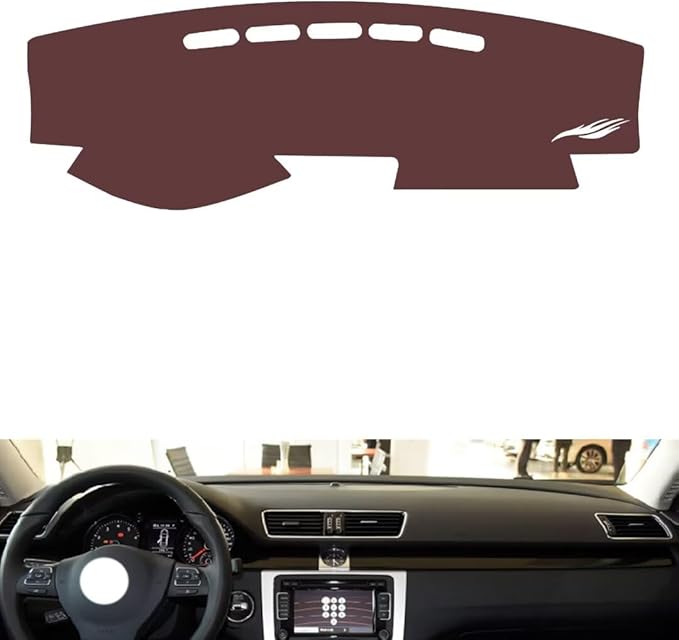 Leather Dashboard Cover Compatible with VW Magotan（no Speakers、Sensor） 2007-2016,Dash Board Cover mat Anti-Slip Sun-Proof and dust-Proof(Brown)