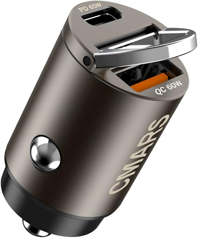 CMARS 125W (PD65W+QC60W) Car Charger USB C/A Plug Outlet, 12-24 Volt Dual Port Fast Charge, Cigarette Lighter Adapter for iPhone 17/16/15/14/13/12/Pro/Max, MacBook/iPad/Samsung/Other Android Devices