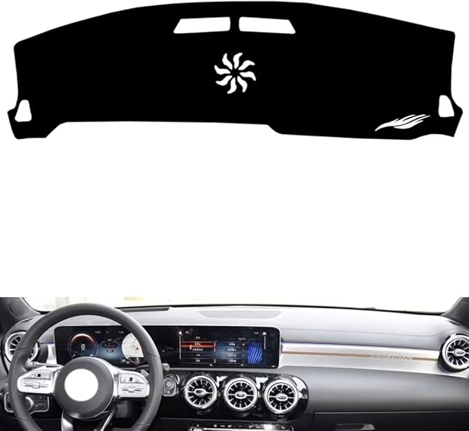 leather dashboard cover Compatible with Mercedes EQA (NO HUD，dash cover（black）