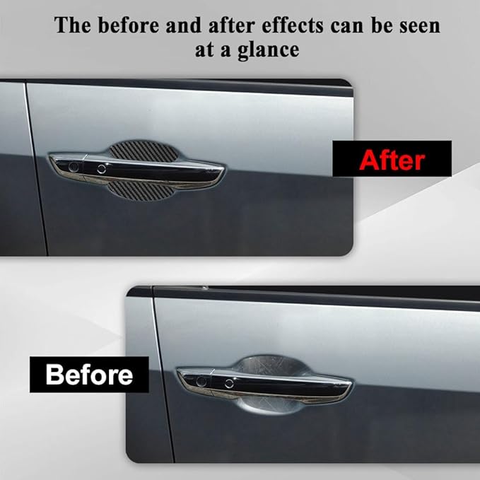 8PCS Car Door Handle Cup Scratch Protector, Car Door Handle Sticker, Scratch Auto Door Protective Film, Car Accessories Car Door Handle Protective Films Universal for Cars (Black, 8PCS)