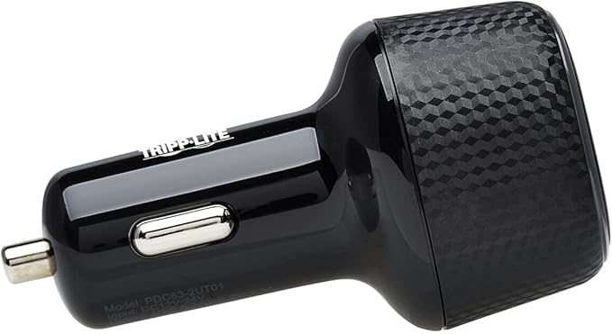 Tripp Lite USB Car Charger, 45W Dual Port USB Car Charger, USB-C 27W QC4+, USB-A 18W QC 3.0, Black (U280-C02-45W-1B)