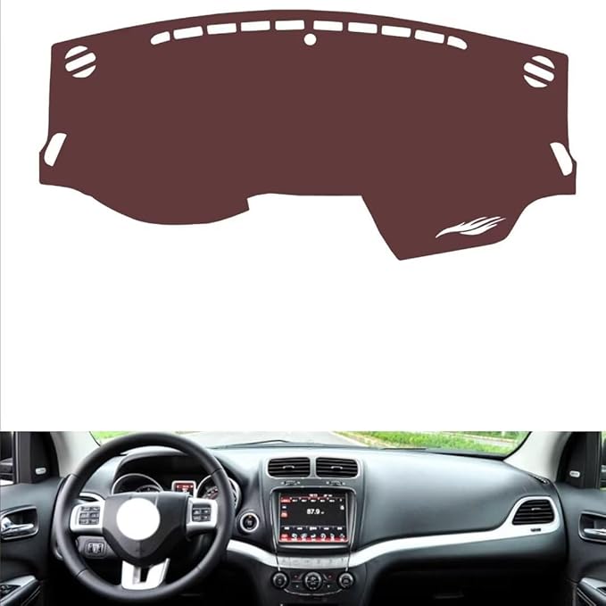 Leather Dashboard Cover Compatible with Dodge Journey 2013-2016,Dash Board Cover mat Anti-Slip Sun-Proof and dust-Proof(Brown)