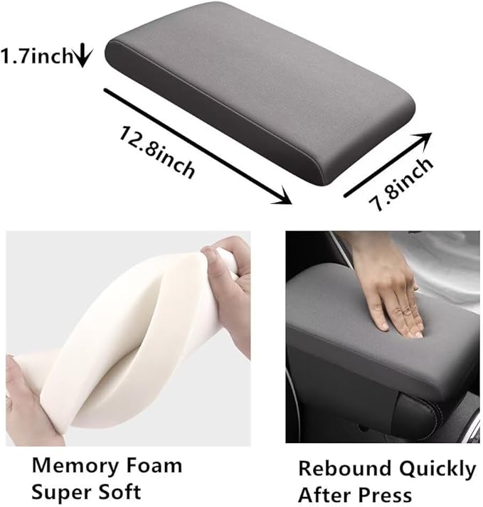Car Center Console Cover,Universal Memory Foam Car Armrest Pad,Car Interior Accessory for Women Men,Armrest Cover Protector for Cars,Vehicles,SUV Grey
