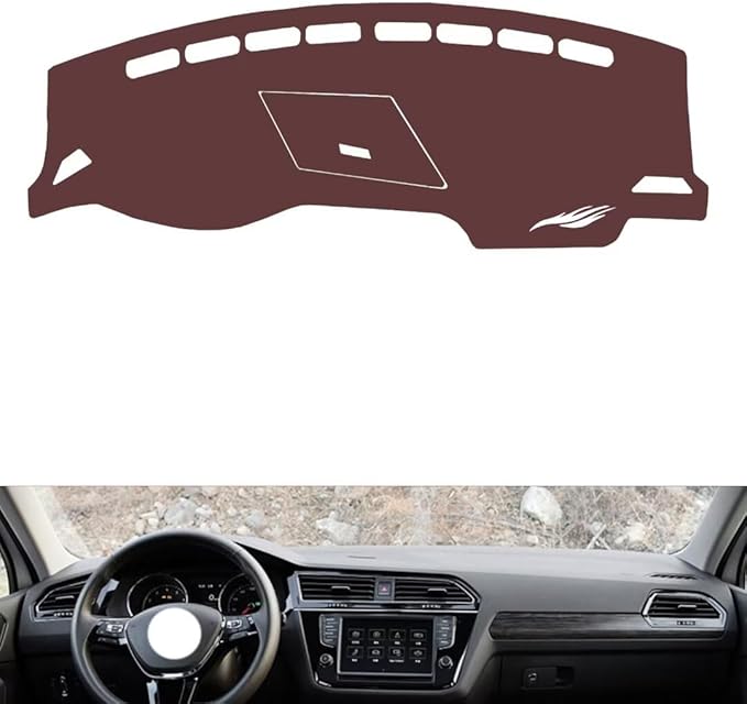 Leather Dashboard Cover Compatible with VW Compatible with TIGUAN X（Middle Sound Hole） 2021，Dash Cover, Non-Slip Dash Cover, Dash mat Dashboard Cover, Interior Dash Covers