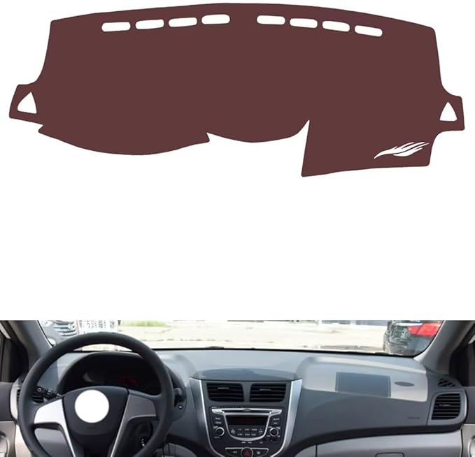 Leather Dashboard Cover Compatible with HyundaiHyundai Reina 2010-2016,Dash Board Cover mat Anti-Slip Sun-Proof and dust-Proof(Brown)
