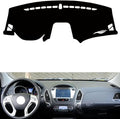 leather dashboard cover Compatible with HyundaiHyundai IX35（Modification navigation） 2010-2015，dash cover（black）