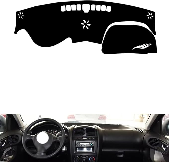 leather dashboard cover Compatible with HyundaiHyundai SANTAFE（NO HUD，dash cover（black）