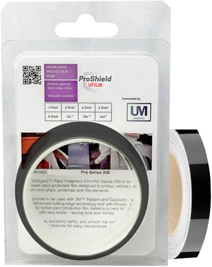 3M-Door Edge, Paint Protection Film, Car Door Handle Cup, Scotch Guard, PPF Precut, Universal Fit Cars, PPF, Door Protector, Upromax Clear Self-Healing Anti Scratch Guard (4 Doors Black)