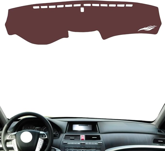 Leather Dashboard Cover Compatible with Honda Accord Ⅷ,Dash Board Cover mat Anti-Slip Sun-Proof and dust-Proof(Brown)