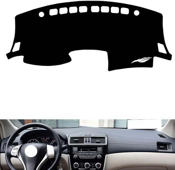 leather dashboard cover Compatible with Nissan Tiida（Full coverage） 2016-2024，dash cover（black）