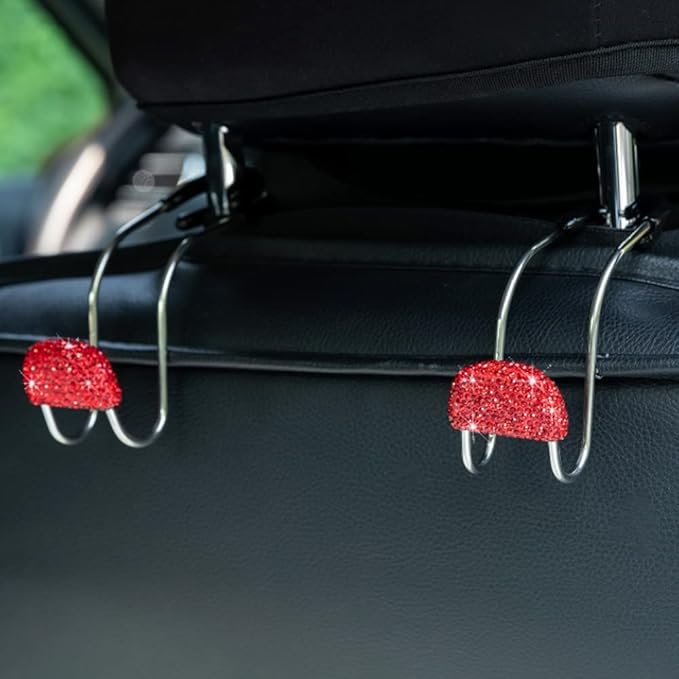 Car Decor Hooks for Purses And Bags, Durable Backseat Holder, Cute Heavy-Duty Metal Purse Hook Hangers, Storage Universal for SUV Truck & Van, Car Accessories for Women/Men, Pink