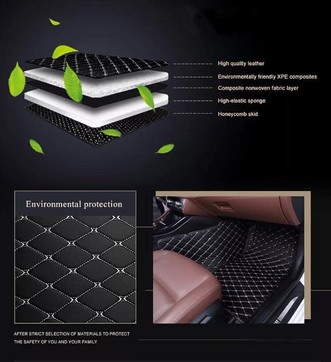 Custom Leather Car Mats, Vehicle-Specific Fit All-Weather Floor Mats, 100% Waterproof Anti-Slip Durable Protection for SUV Truck Sedan, Precision Tailored Protection (Light Brown)