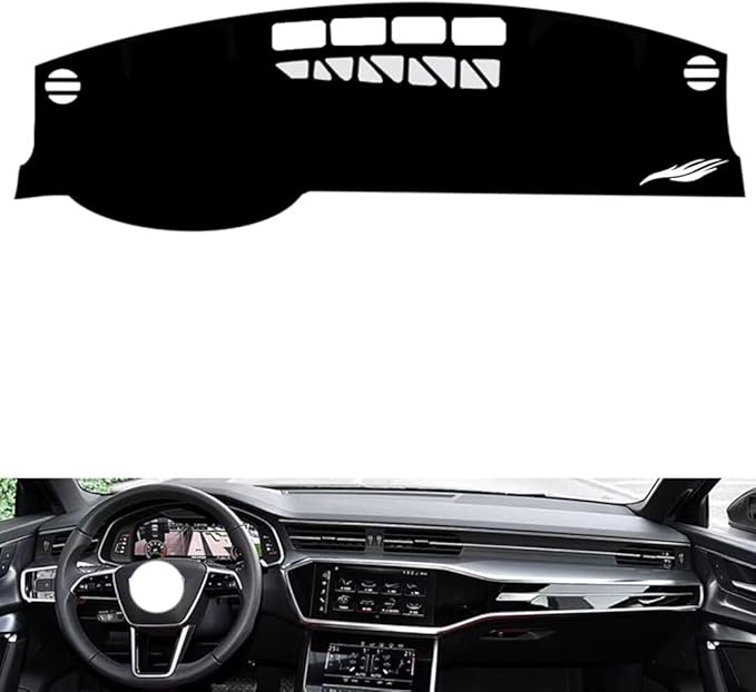 leather dashboard cover Compatible with Audi A7 (NO HUD 2019-2024，dash cover（black）