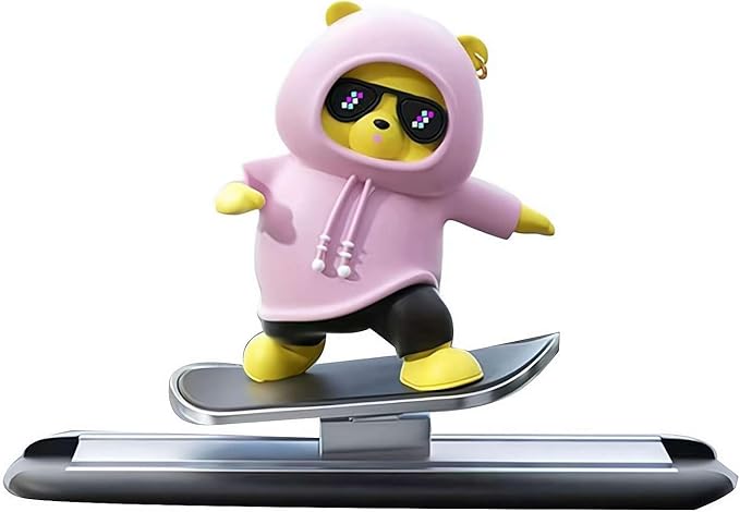 Slidable Skateboard Bear Car Dashboard Ornaments,Funny Mini Skateboard Bear Auto Center Console Ornaments Universal Car Interior Accessories Gifts for Women Men