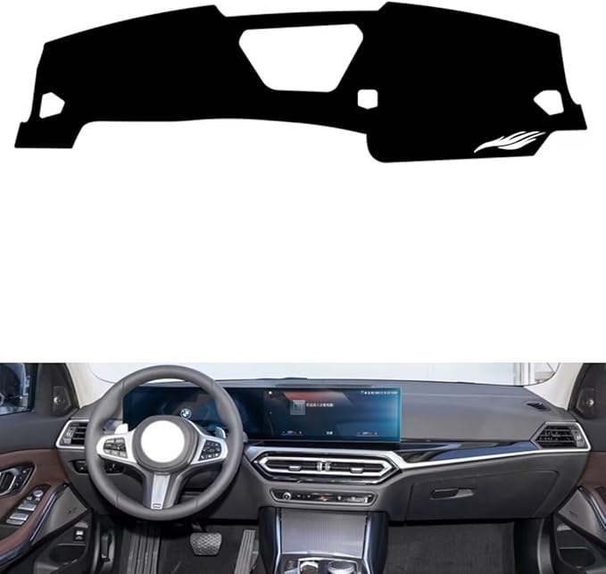 Leather Dashboard Cover Compatible with BMW New 4 Series (NO HUD 23-2024，Dash Cover（Black）