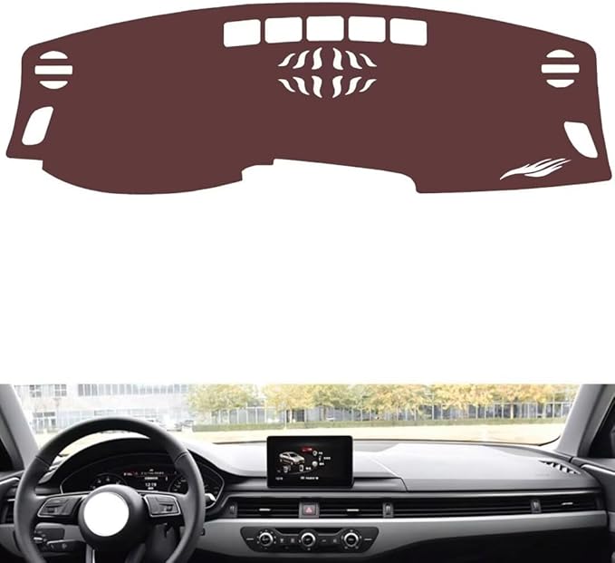 Leather Dashboard Cover Compatible with Audi A5 2017-2024,Dash Board Cover mat Anti-Slip Sun-Proof and dust-Proof(Brown)