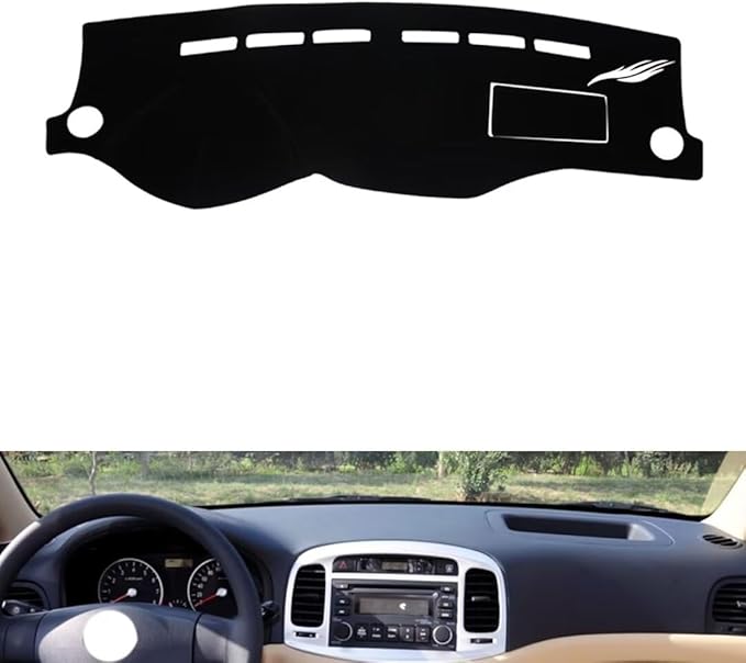 generic Leather Dashboard Cover Compatible with Hyundai Accent 2006-2011，Dash Cover（Black）