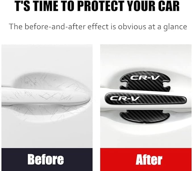 HUIANTS Car Door Handle Sticker - 8PCS Carbon Fiber Anti-Scratches Protective Films - Compatible with CR-V