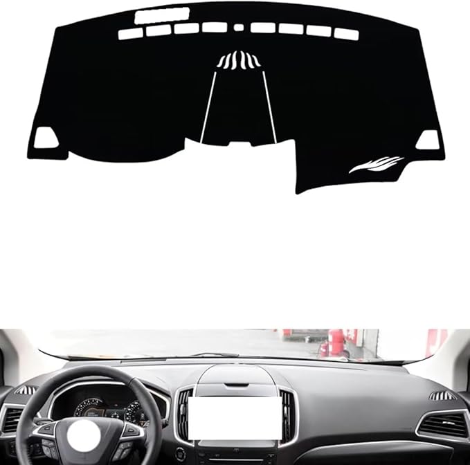 leather dashboard cover Compatible with FORD Edge （warning light） 2015-2018，dash cover（black）